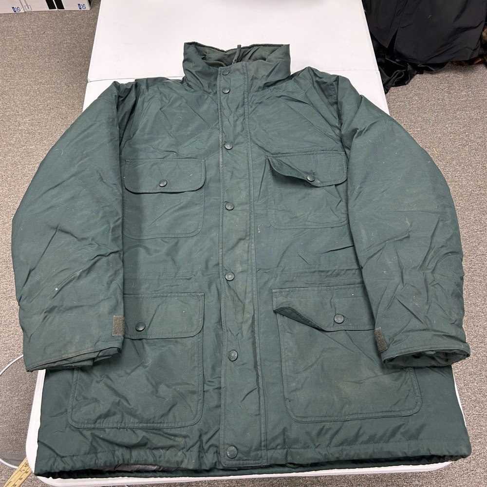 Cabelas Parka Jacket Mens XL Tall Green Goose Down Insulated Field Coat E2